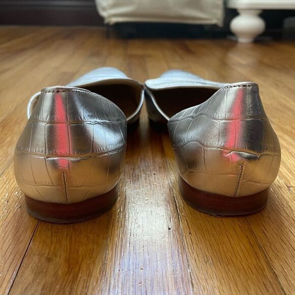 Via Spiga Women’s Allese Alligator Embossed d’Orsay Loafer Flats Silver Size 8 - Picture 14 of 16